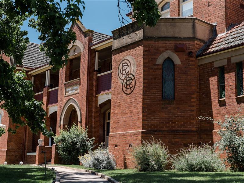 The front facade of the convent building