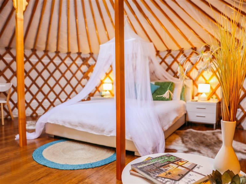 Inside the Yurt with bed