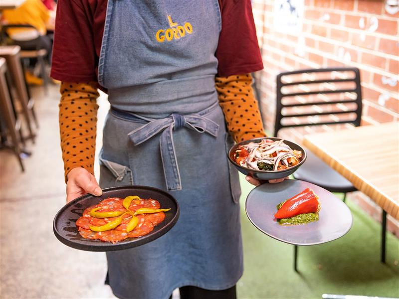Plates of food at El Gordo's, Bendigo, Goldfields, Victoria.