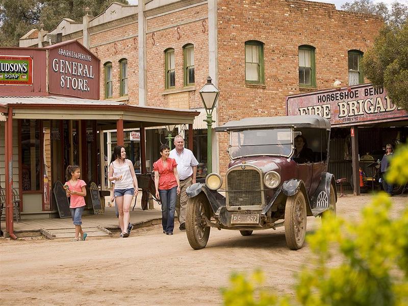 Family at Pioneer Settlement, The Murray, Victoria, Australia