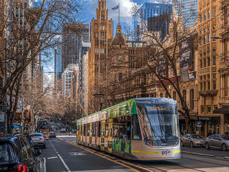 Tram on Collins Street, Melbourne, Victoria, Australia
